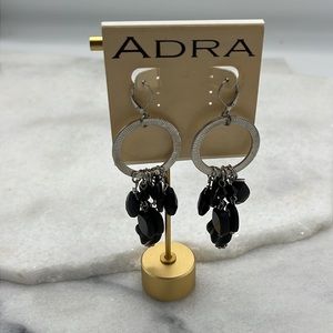 NWT Silver Earrings with Black Hanging Stones